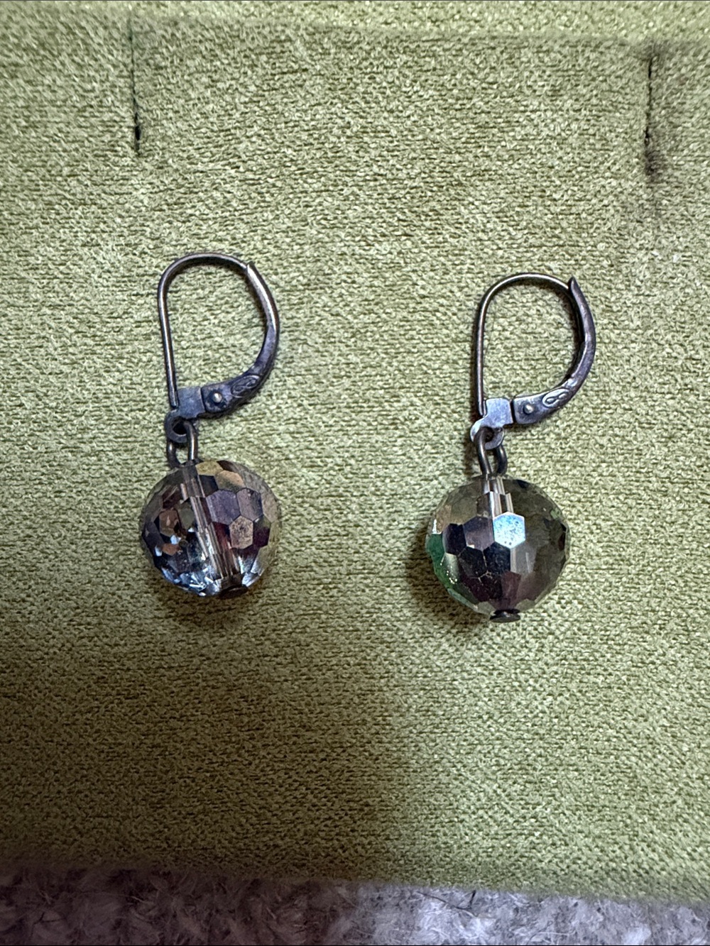 Vintage Source Unknown Faceted Smoky Crystal Drop Earrings with Silver Hooks